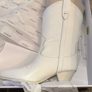 GUESS Women's Cream Heeled Boots